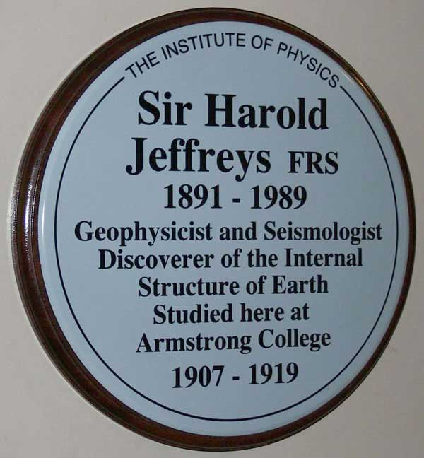 Sir Harold Jeffreys - Plaque