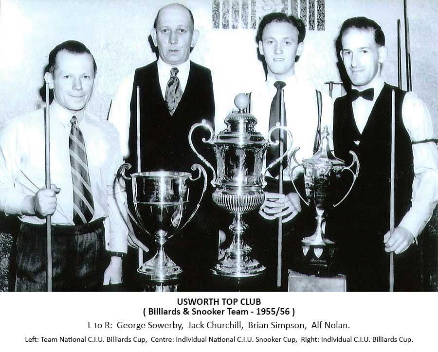 Usworth Top Club Billiards & Snooker Team - 1955/56
