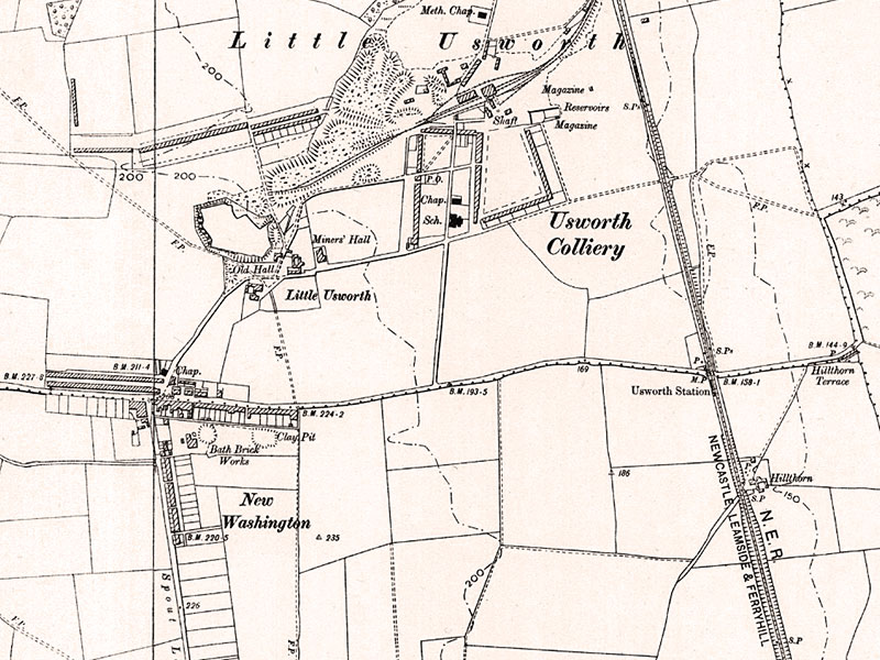 map of Usworth Station, 1900s