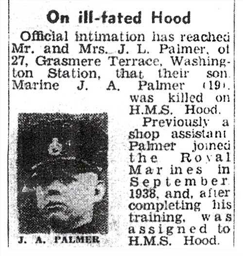 HMS Hood Sailor Palmer