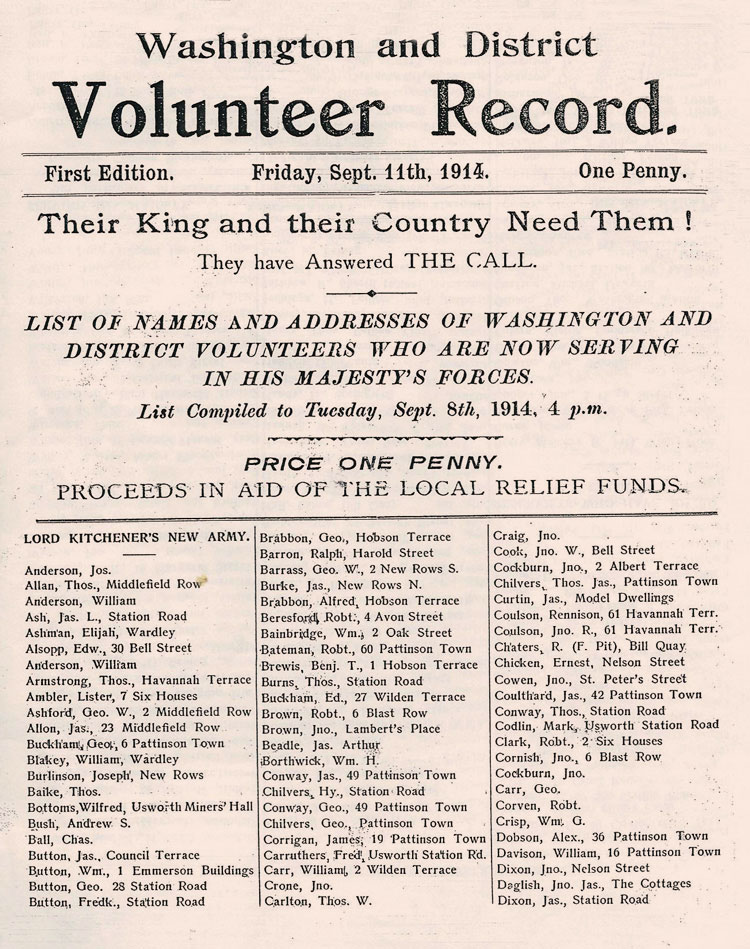 Volunteer Record Front Page