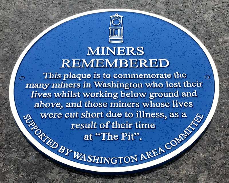 Washington Miners' Blue Plaque