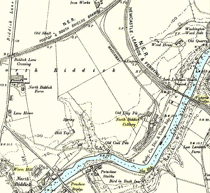 North Biddick Colliery Map